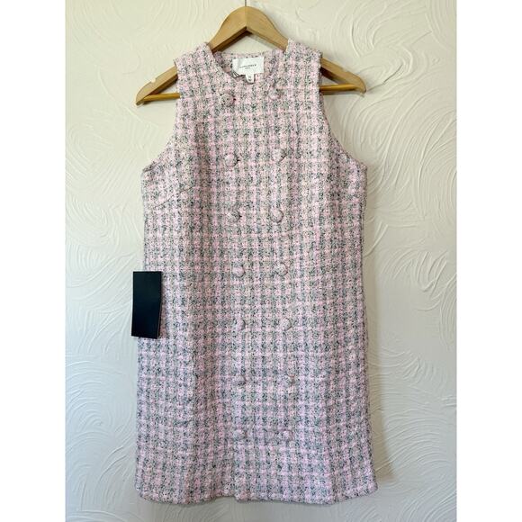 TUCKERNUCK Pomander Place Etherial Pink Tweed Bianca Dress NWT Size Medium - Picture 3 of 8